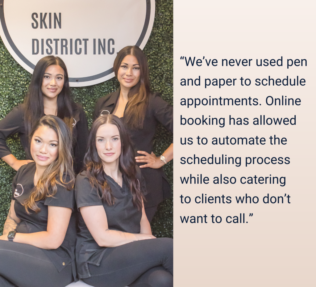 Skin District team, and a quote from the founder: 