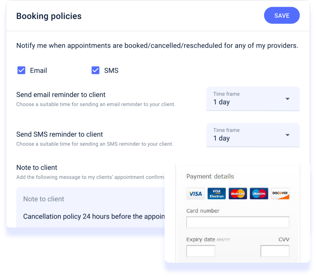 Auto booking policies & payments